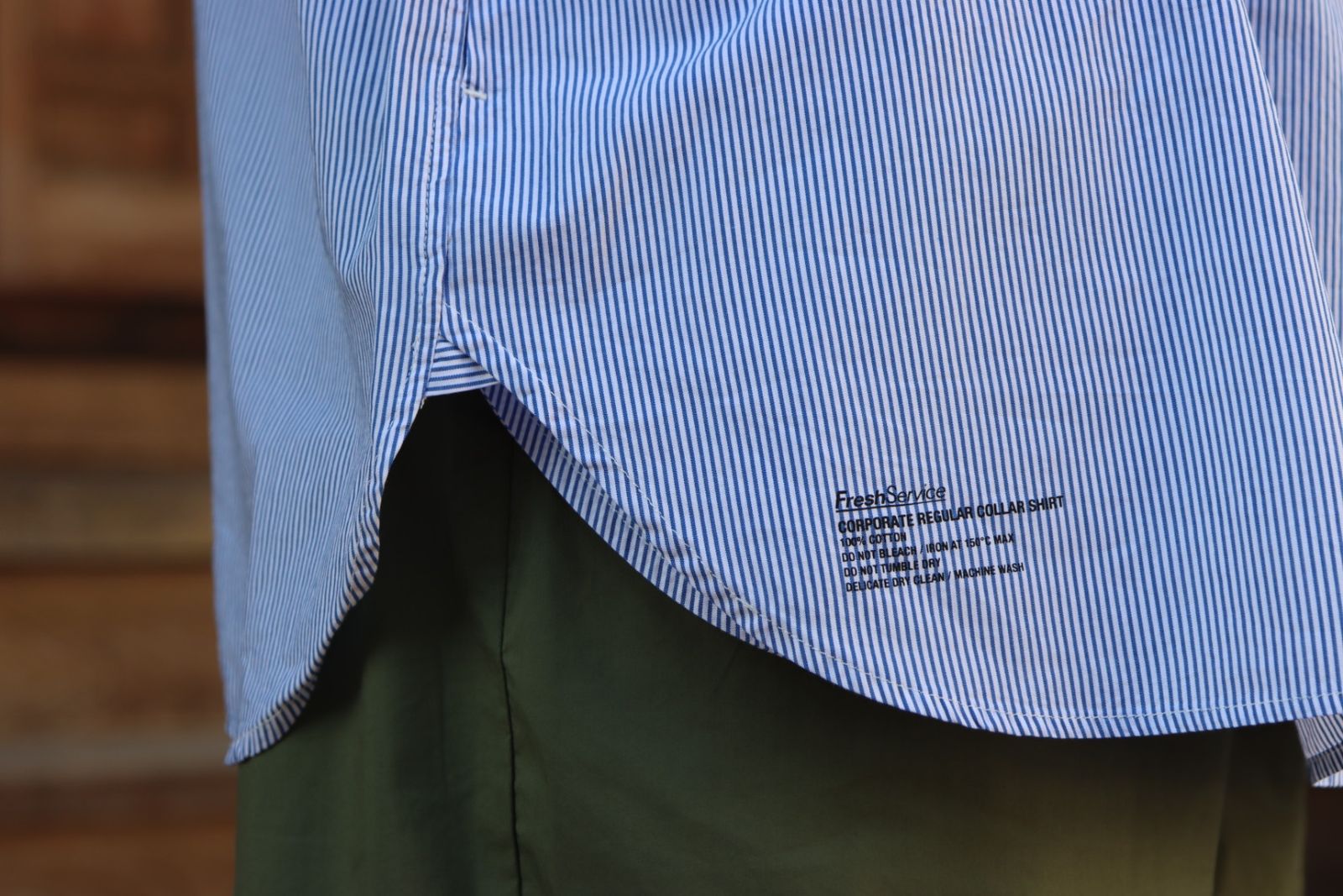 FreshService CORPORATE STRIPE REGULAR COLLAR SHIRT"WHITE×BLUE"style.