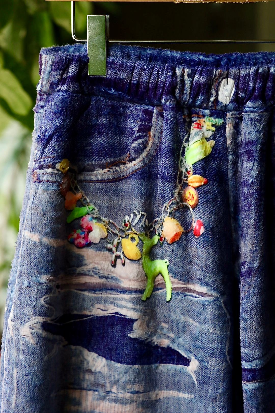 トーキングアバウト ジ アブストラクション 25AW FLEECE DENIM PRINT WIDE PANTS (2526AW-PT-005)BLUE☆新作発売！