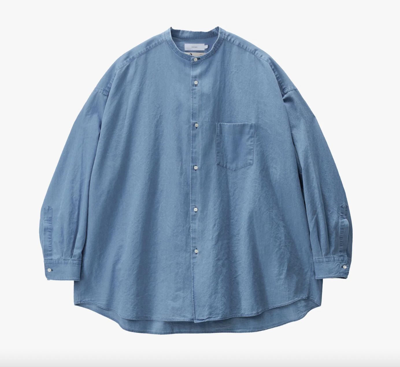 グラフペーパー SIDOGRAS Indigo Poplin L/S Oversized Band Collar Shirt(GM252-50046)LIGHT FADE☆8月2日(土)発売！