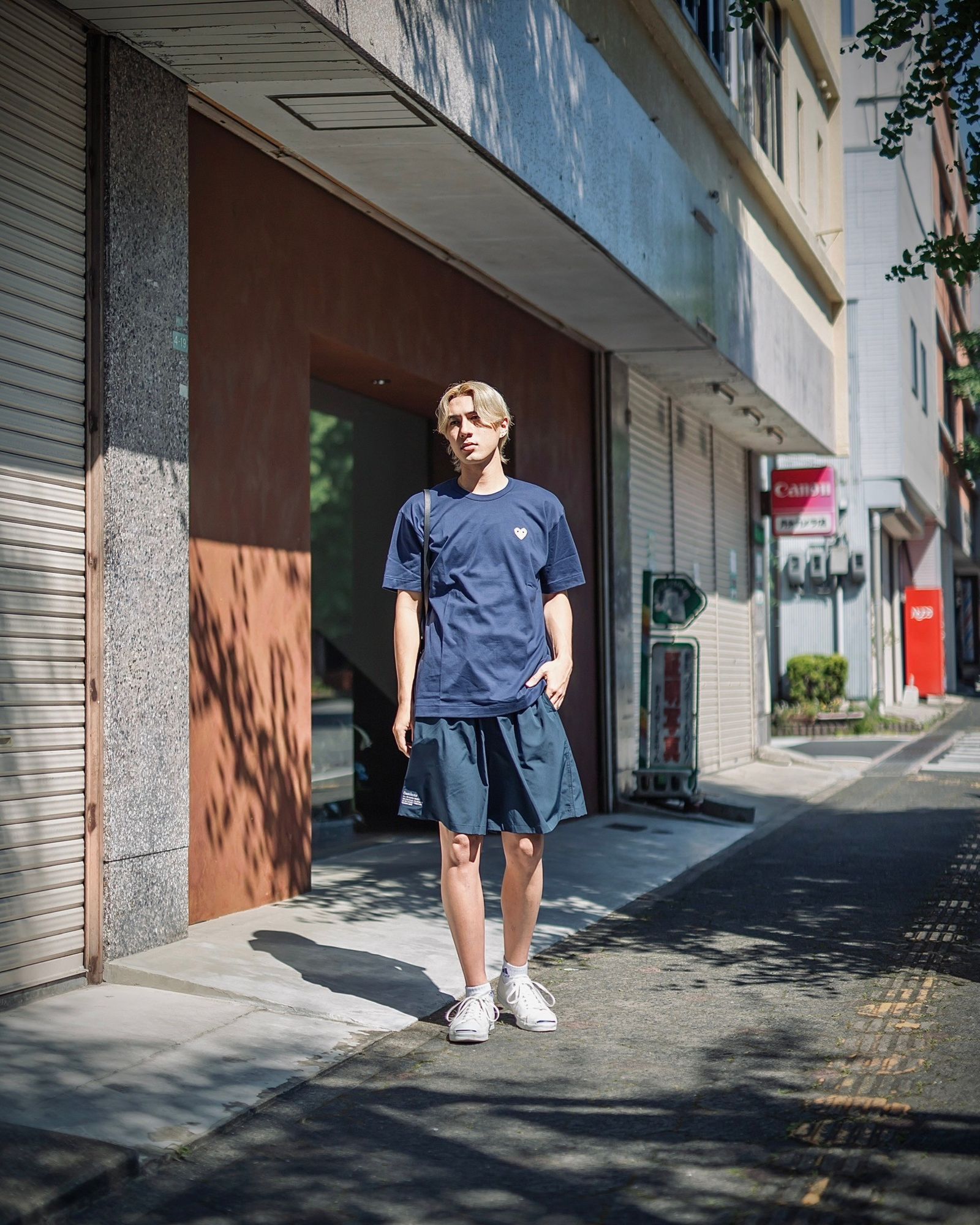 PLAY COMME des GARCONS ワンポイントTシャツ スタイル 2024.6