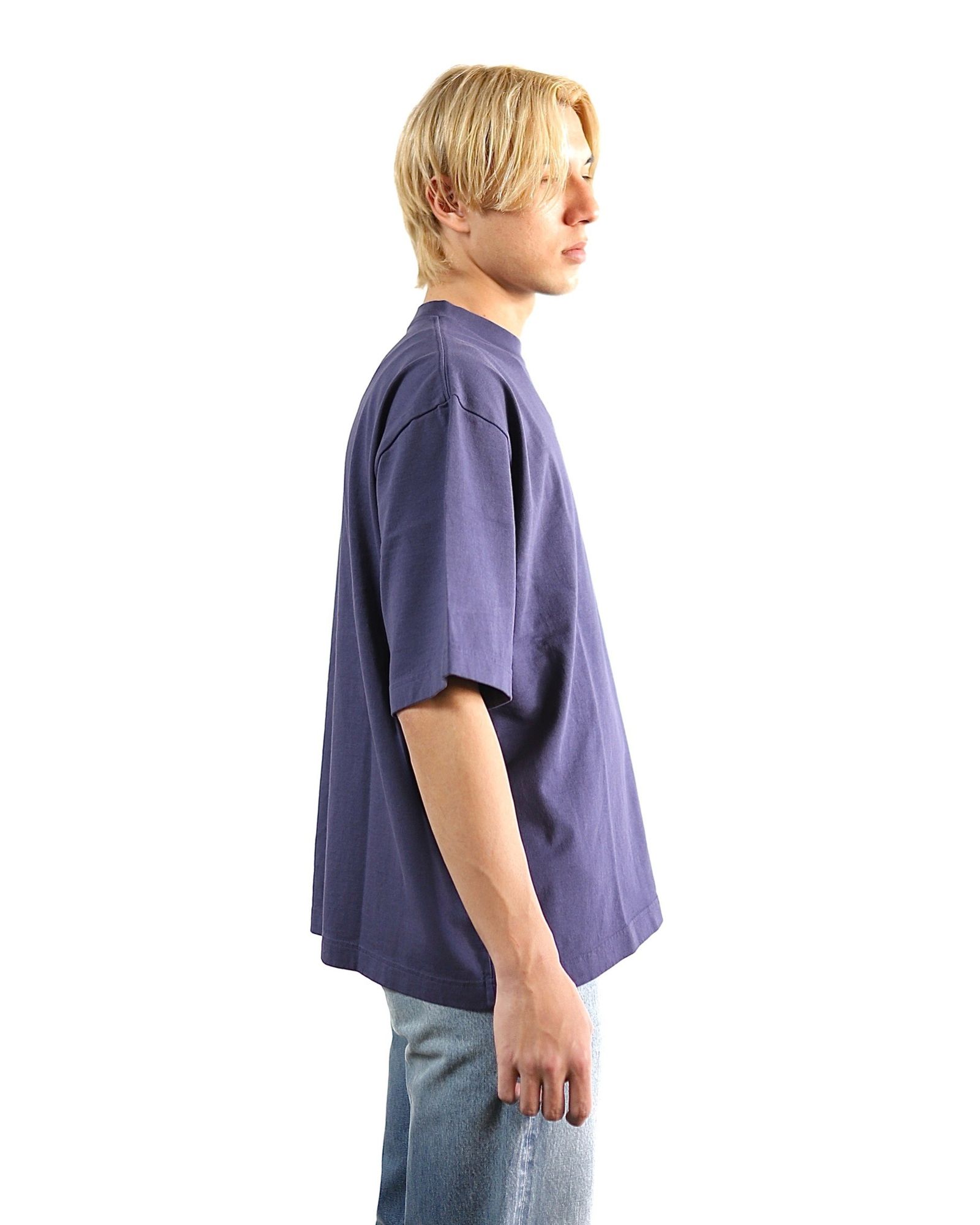 ブラームス24SS blurhms Piece-dyed Plain Tee(DarkPurpleNavy) style 2024.3.21
