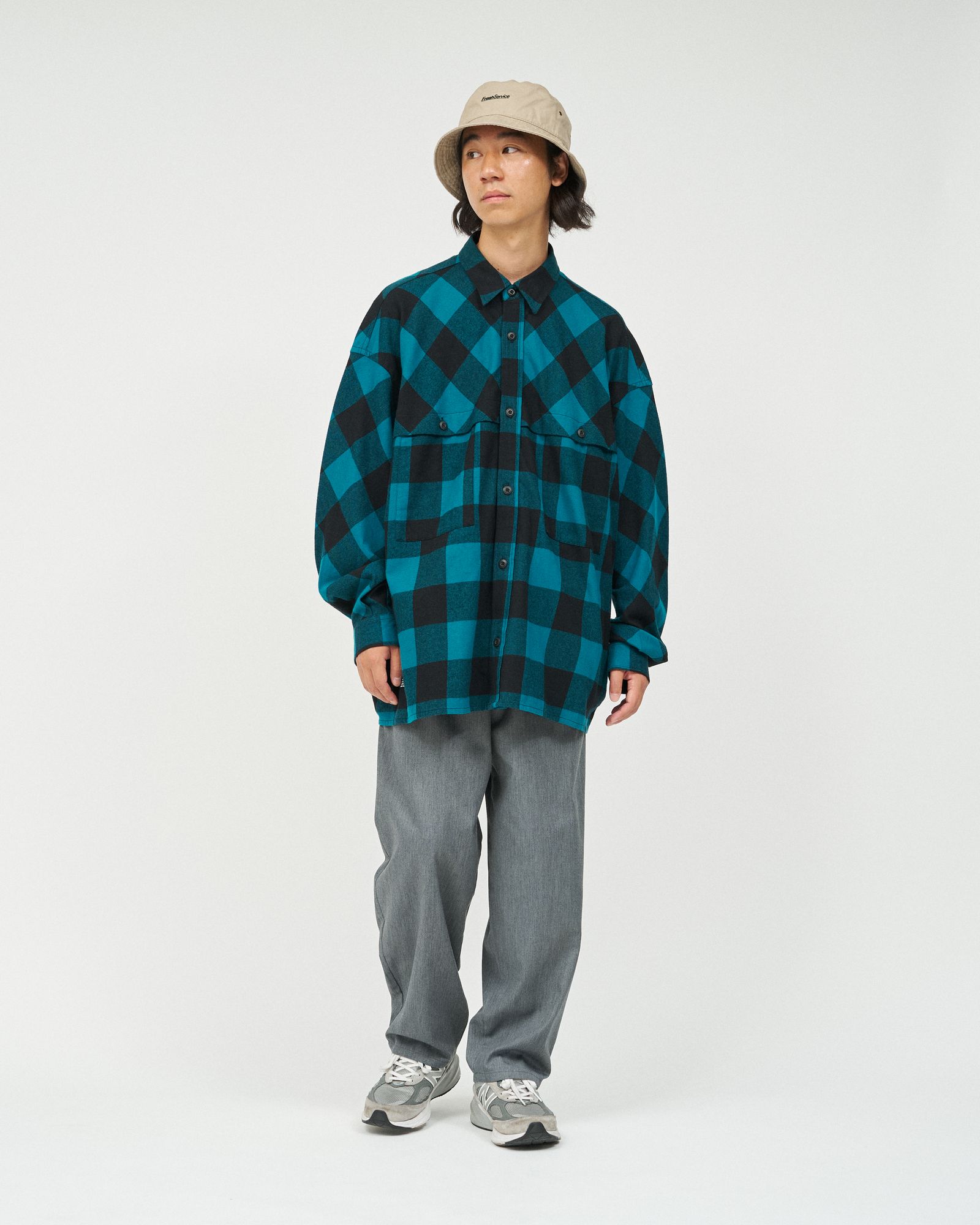 フレッシュサービス FLANNEL CHECK OVER YOKE SHIRT (FSC253-50129)GREEN★10月4日(土)発売！