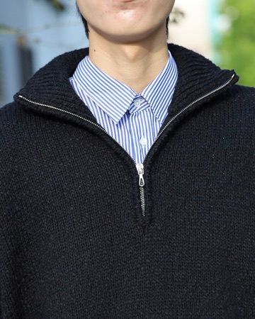 Graphapaper Cotton Wool Slub Oversized Half Zip Knit MARK STYLE