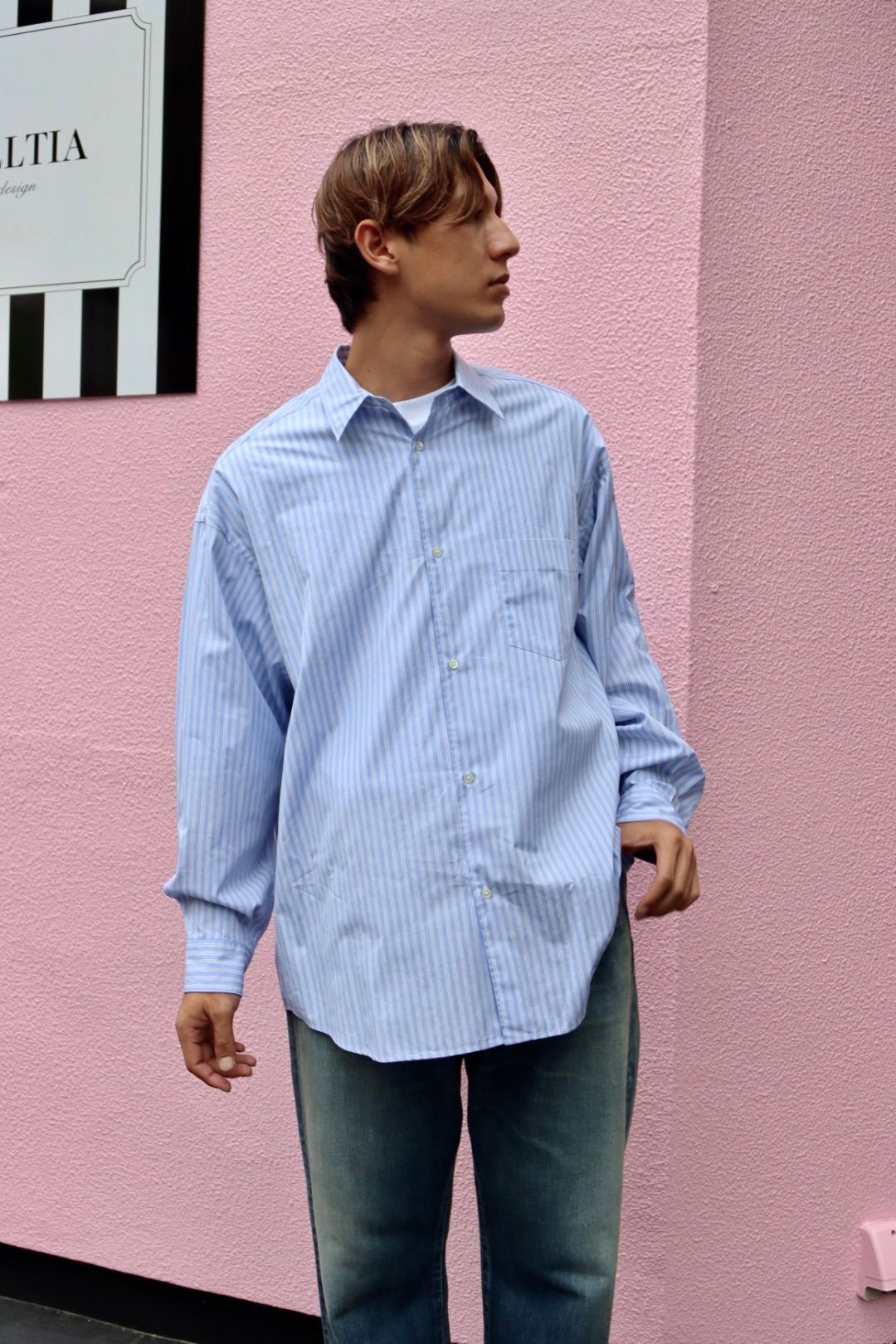 Graphpaper グラフペーパー 23AW SPOT CANCLINI L/S Oversized Regular Collar Shirtスタイル  | 3776 | mark