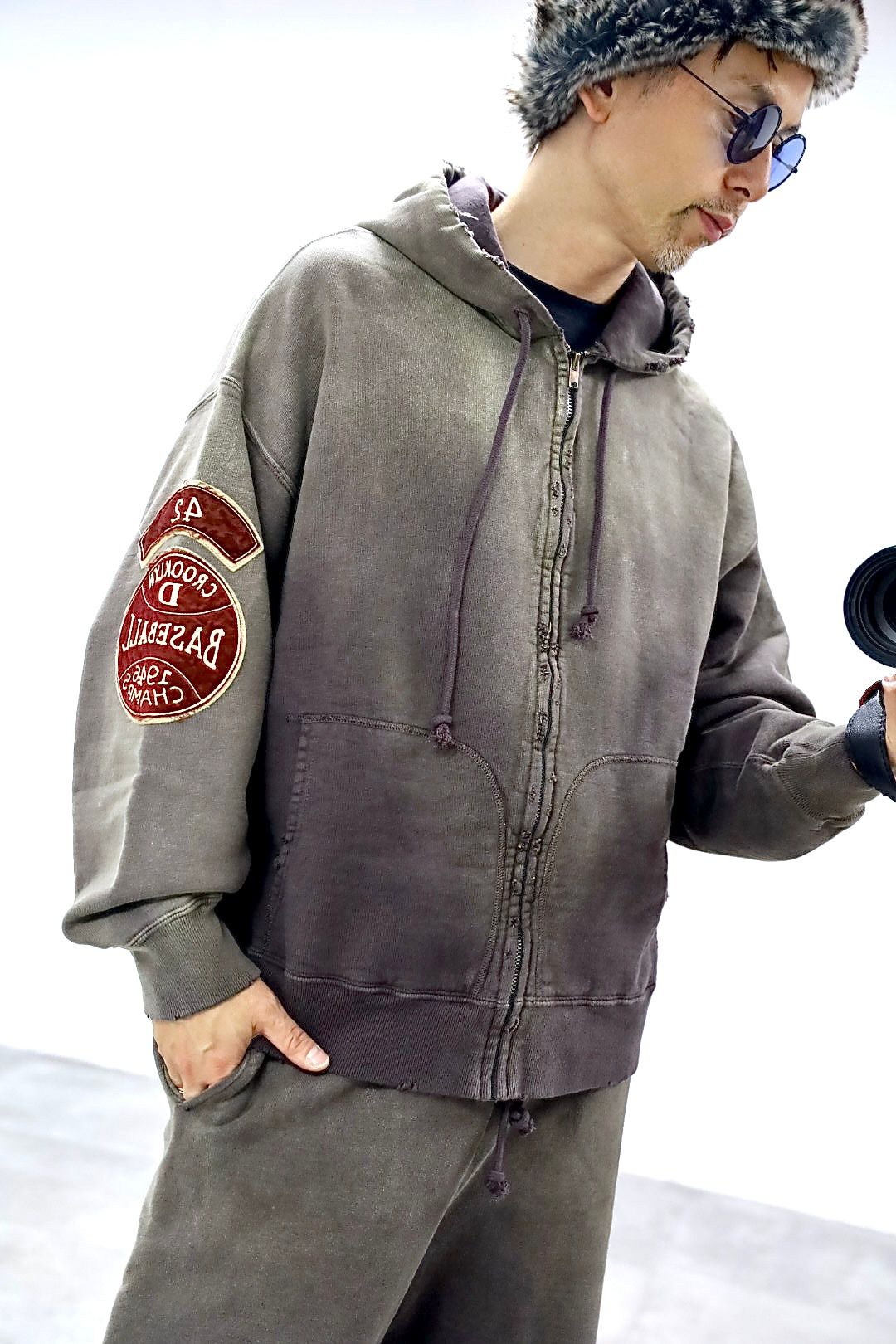 BOW WOW 25FWバウワウ  BASEBALL CHAMPION ZIP HOODIE AGED(BW252-BCZH) AGED BROWN★10月25日(土)発売！