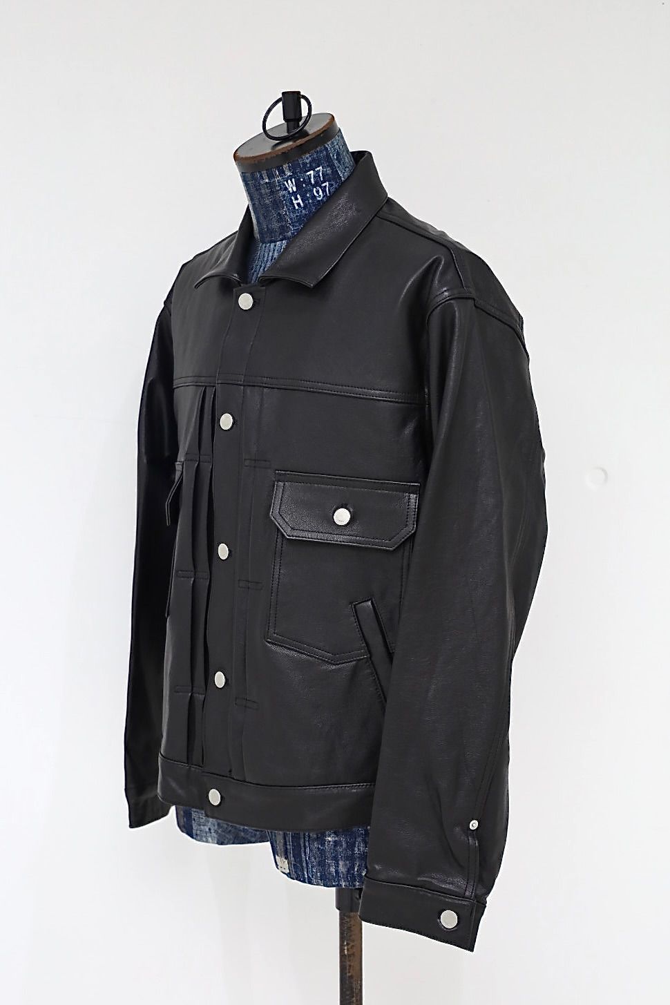 YOKE 26FW Leather Trucker Jacket(YK26FW01305B)Black