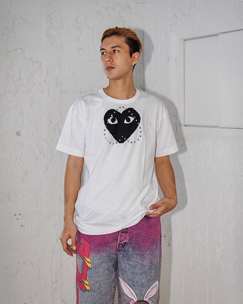 PLAY COMME des GARCONS BLACK HEART STUD Tシャツ