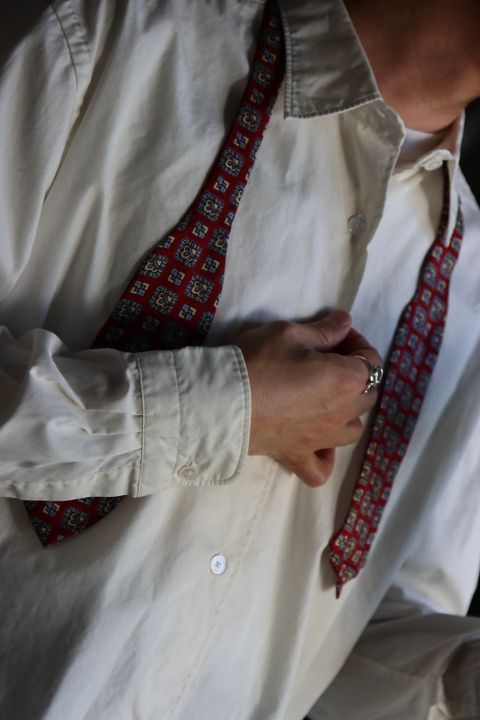 A.PRESSE アプレッセ22FW Regular Collar Shirt"BEIGE"スタイル