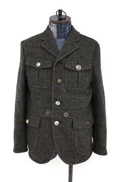 ジュンヤワタナベマン 26FW ウールナイロンツイードジャケット (WR-J014-051)BLACK×GREEN☆10月2日(金)発売！