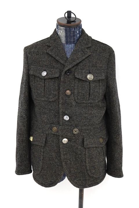 ジュンヤワタナベマン 26FW ウールナイロンツイードジャケット (WR-J014-051)BLACK×GREEN☆10月2日(金)発売！