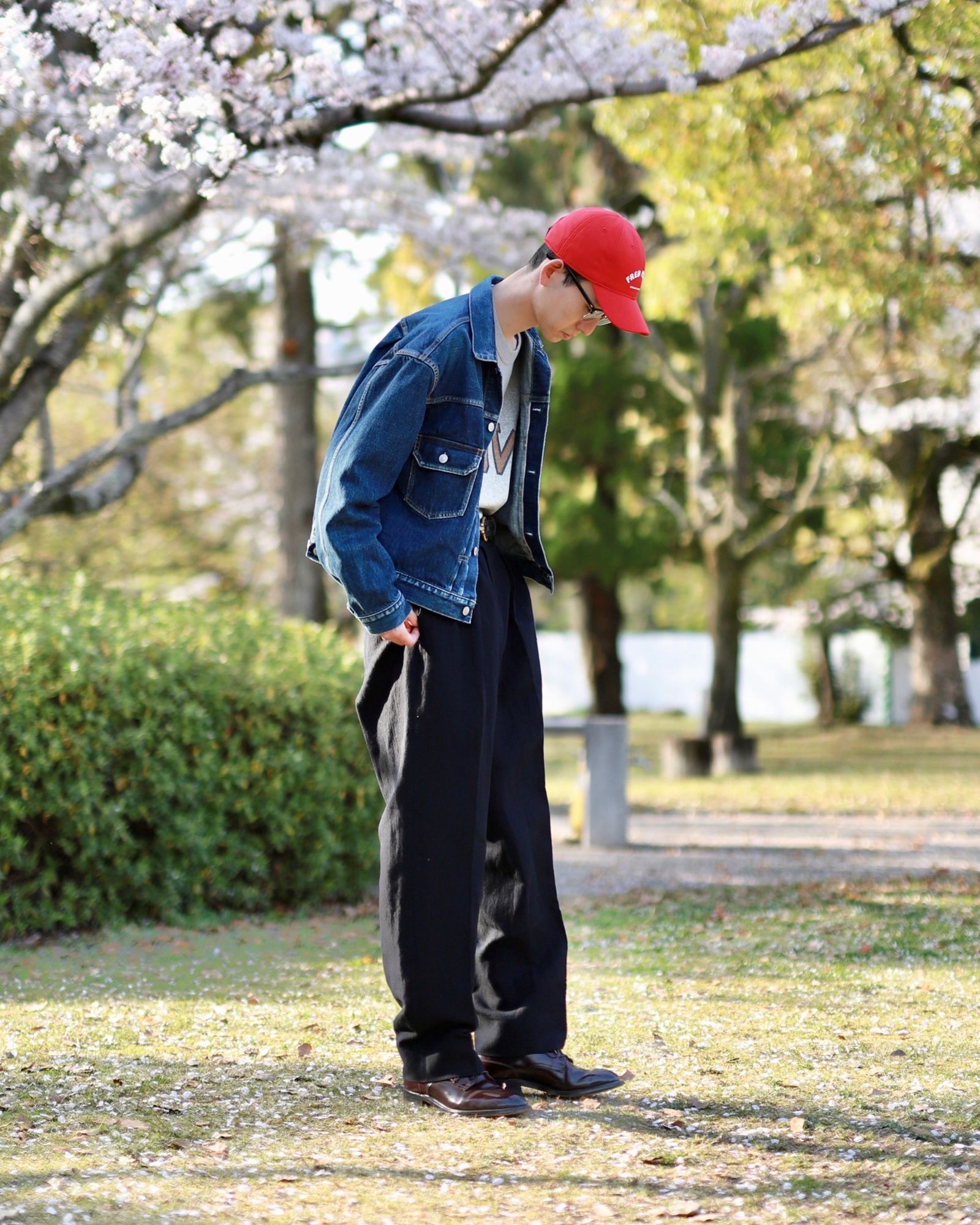 A.PRESSE アプレッセ23SS Wide Tapered Trousersヘリンボーンスタイル