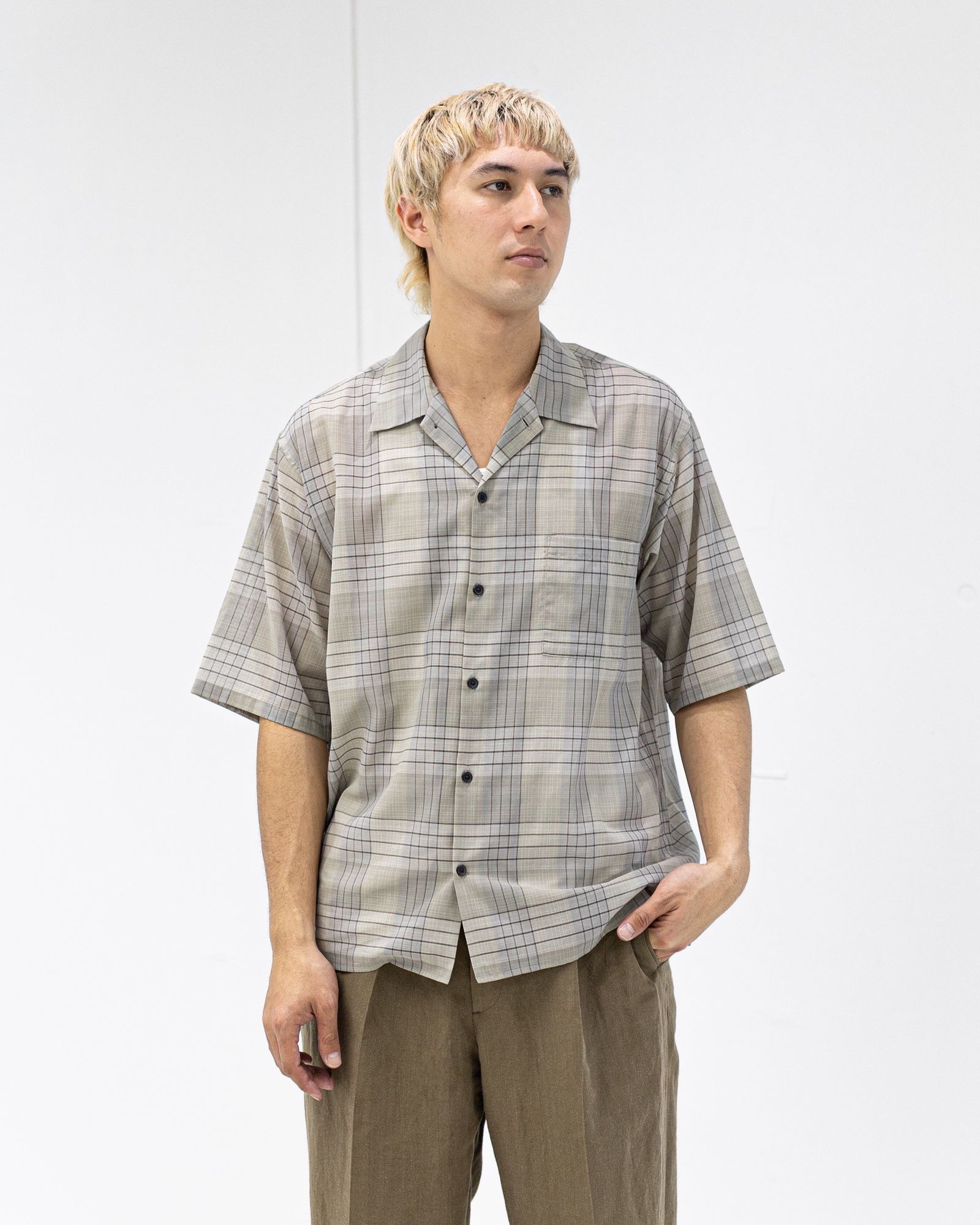 マーカ 26SS オープンカラーシャツ OPEN COLLAR S/S SHIRT(M26A18SH02B)SAGE CHECK☆新作発売！