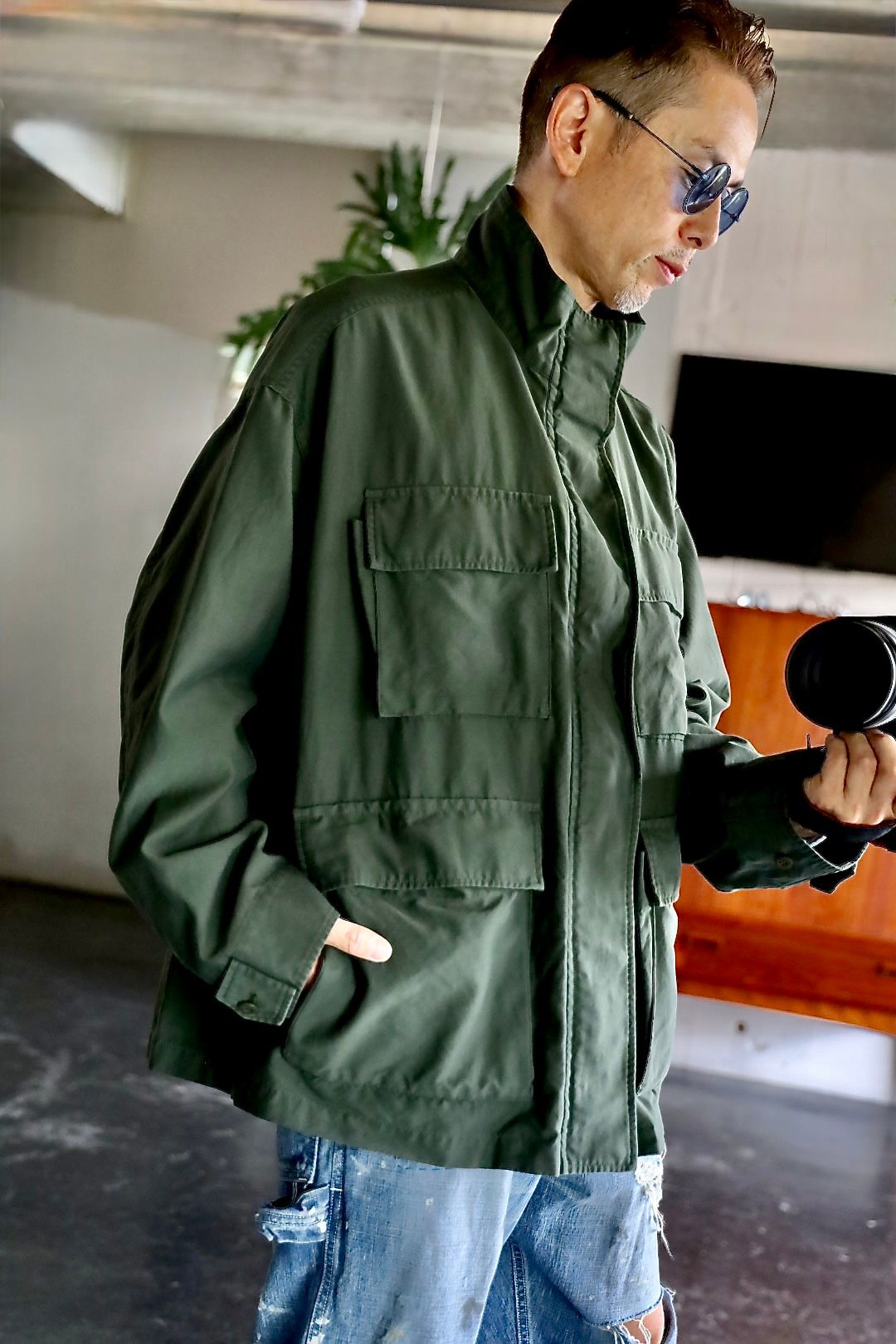 Graphpaper Cotton Cupro Back Satin Military Jacketスタイル2025.9.6.