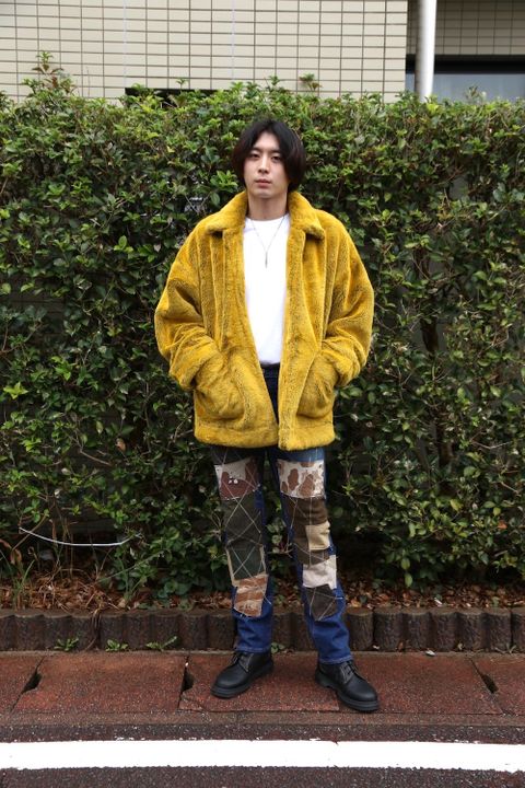 doublet HAND-PAINTED FUR JACKET"YELLOW"style.2020.10.17.