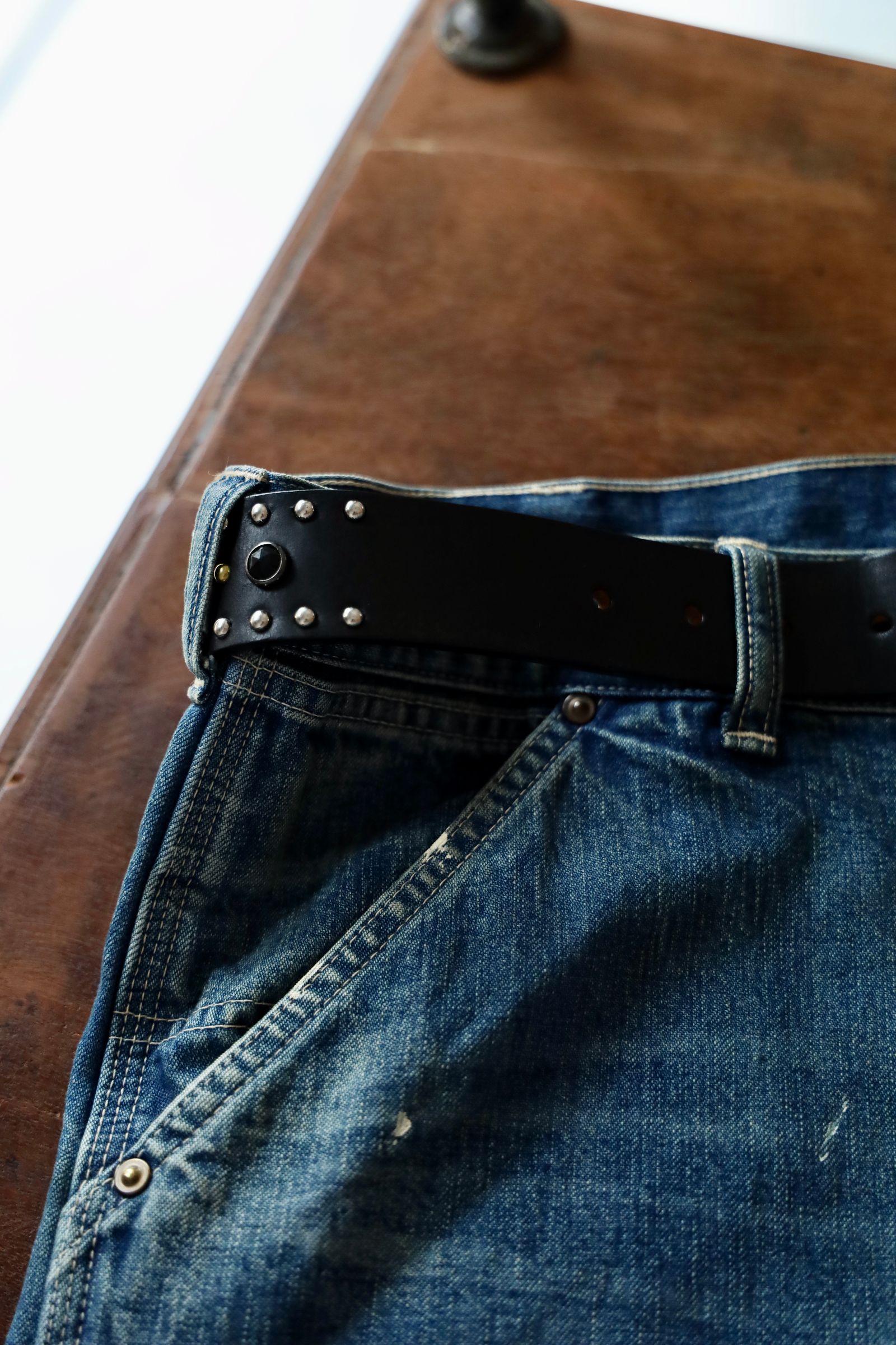 LASTMAN ラストマン大久保篤志 WOLF'S HEAD x LASTMAN STUDDED BELT 35mm