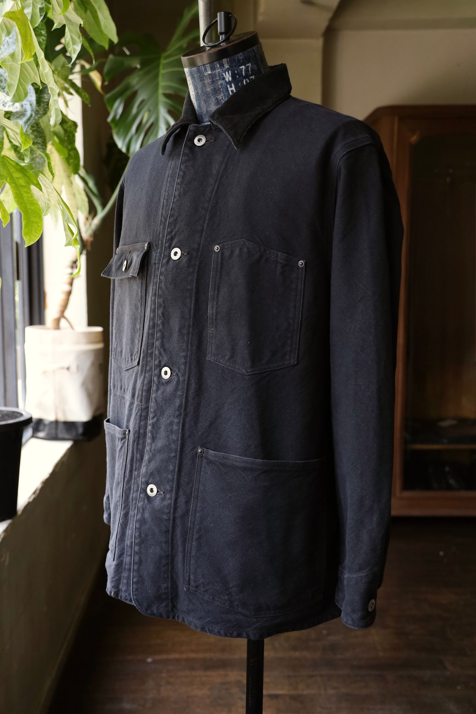 アプレッセ 2025 STYLE2 Vintage Silk Hemp Coverall Jacket(25AAP-01-53)BLACK