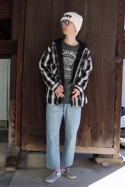 ©SAINT Mxxxxxx セントマイケル 23AW CHECK SHIRT PARKAスタイル
