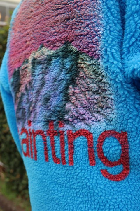 doublet HAND-PAINTED RECYCLE FUR JACKET(21AW04BL123) style.2021.12.19