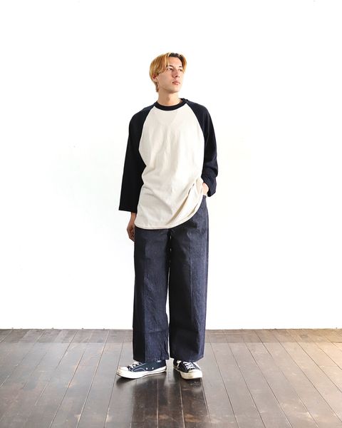 blurhms 24SS 新作Co/Silk Nep Baseball Raglan Tee &12.9oz Denim Slacks style 2024.3.2