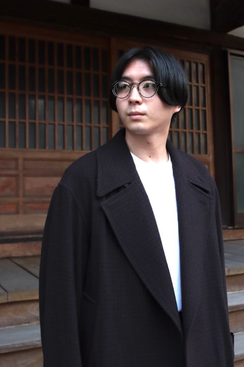 YOKE DOUBLE BREAST OVERCOAT"BLACK style"