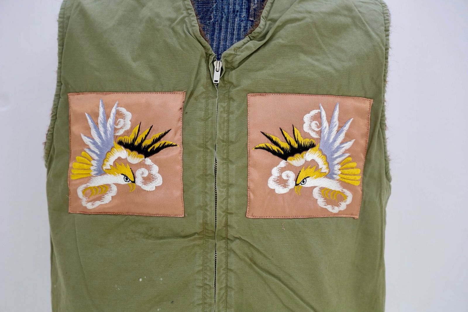 BOW WOW 25FWバウワウ REMADE USN DECK VEST SUKAJAN EMB AGED(BW252-RUDVE)AGED OD×PINK ★10月11日(土)発売！
