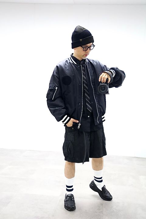 COMME des GARCONS HOMME 26FWリブライン入りナイロンツイルジャケット"BLACK"スタイル