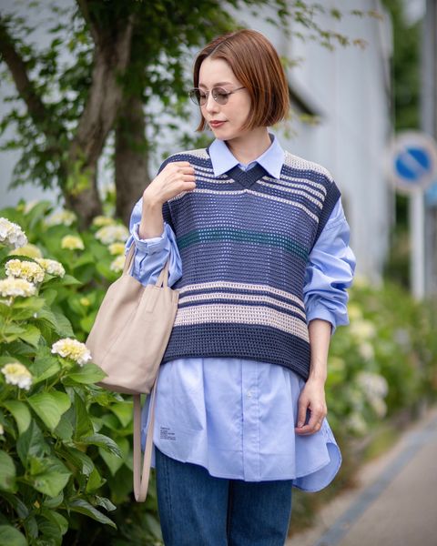 YOKE 24SS BORDER MESH KNIT VEST style.2024.06.03