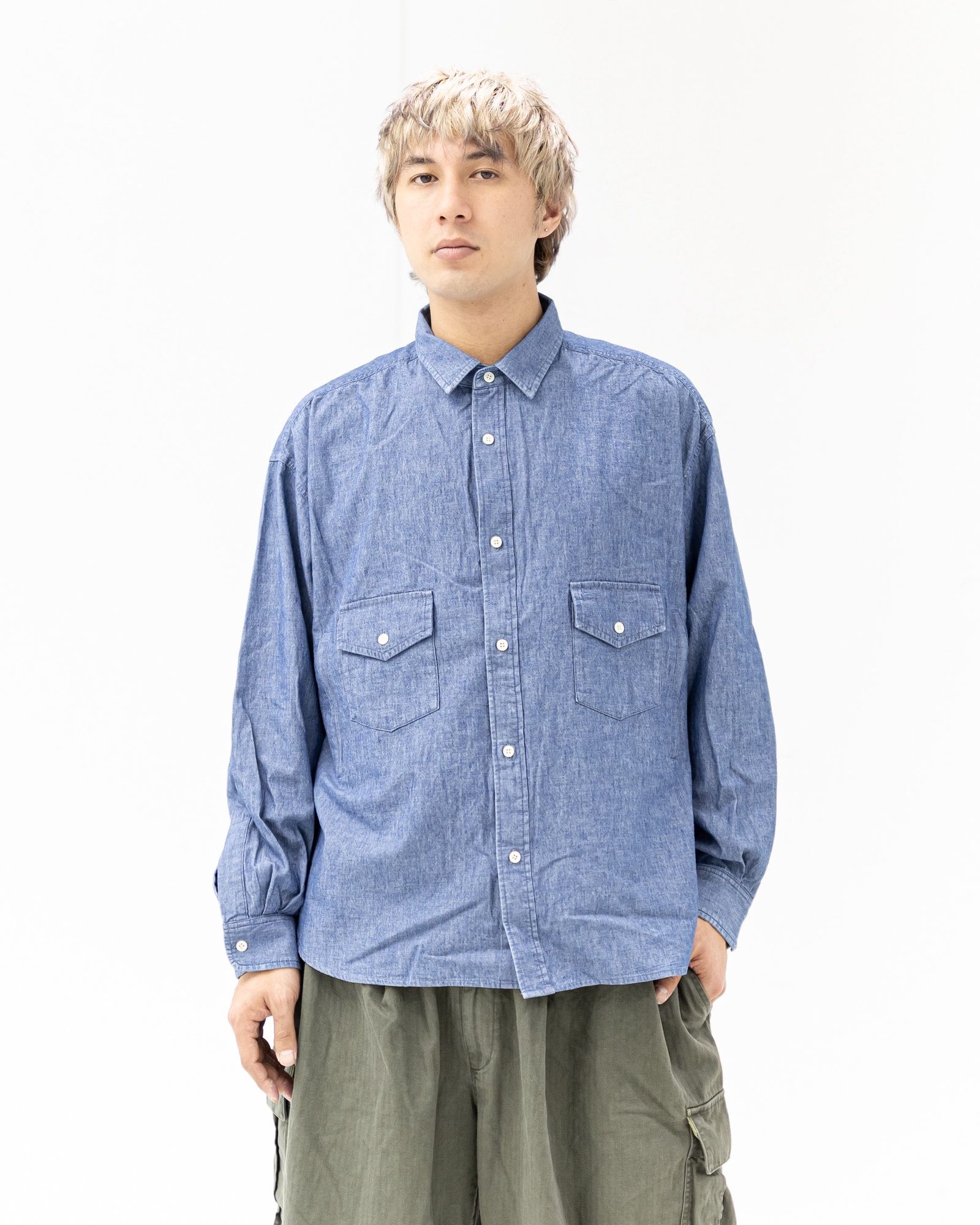 イズネス 26SS Chambray Shirt(26SS_33_1008SSSH01)BLUE☆新作発売！