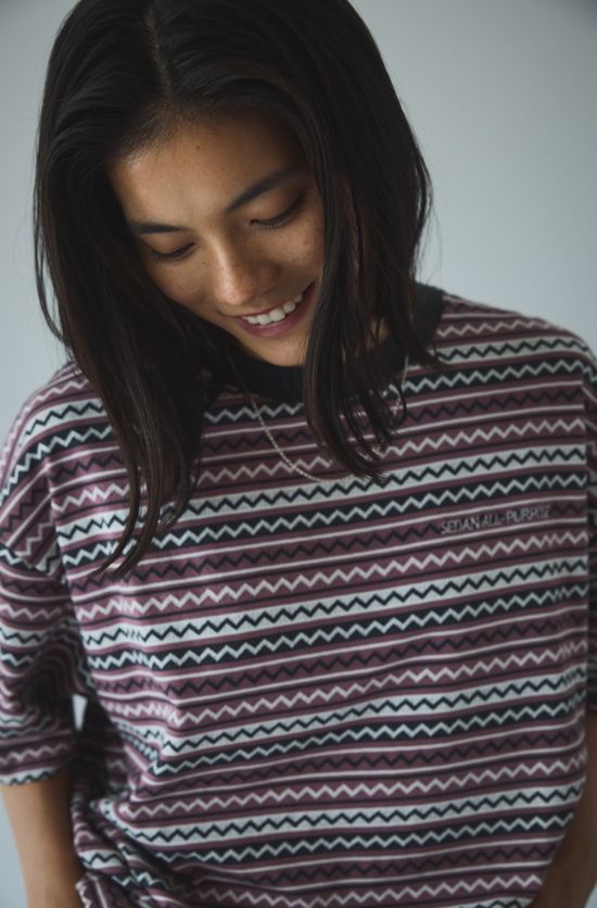 セダンオールパーパス SS24  Jaquard Striped S/S Tee(SD24S-CT07)Azuki☆4月6日(土)発売！