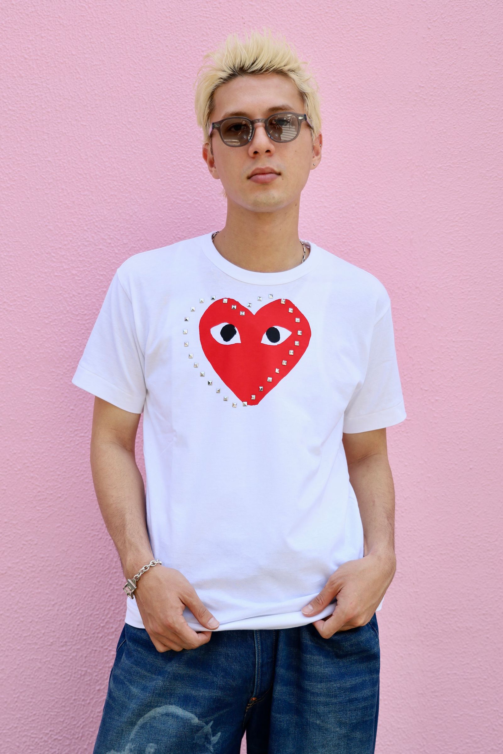【PLAY COMME des GARCONS】スタッズ レッドハートTシャツ PLAY COMME des GARCONS - プレイコムデギャルソン スタッズ