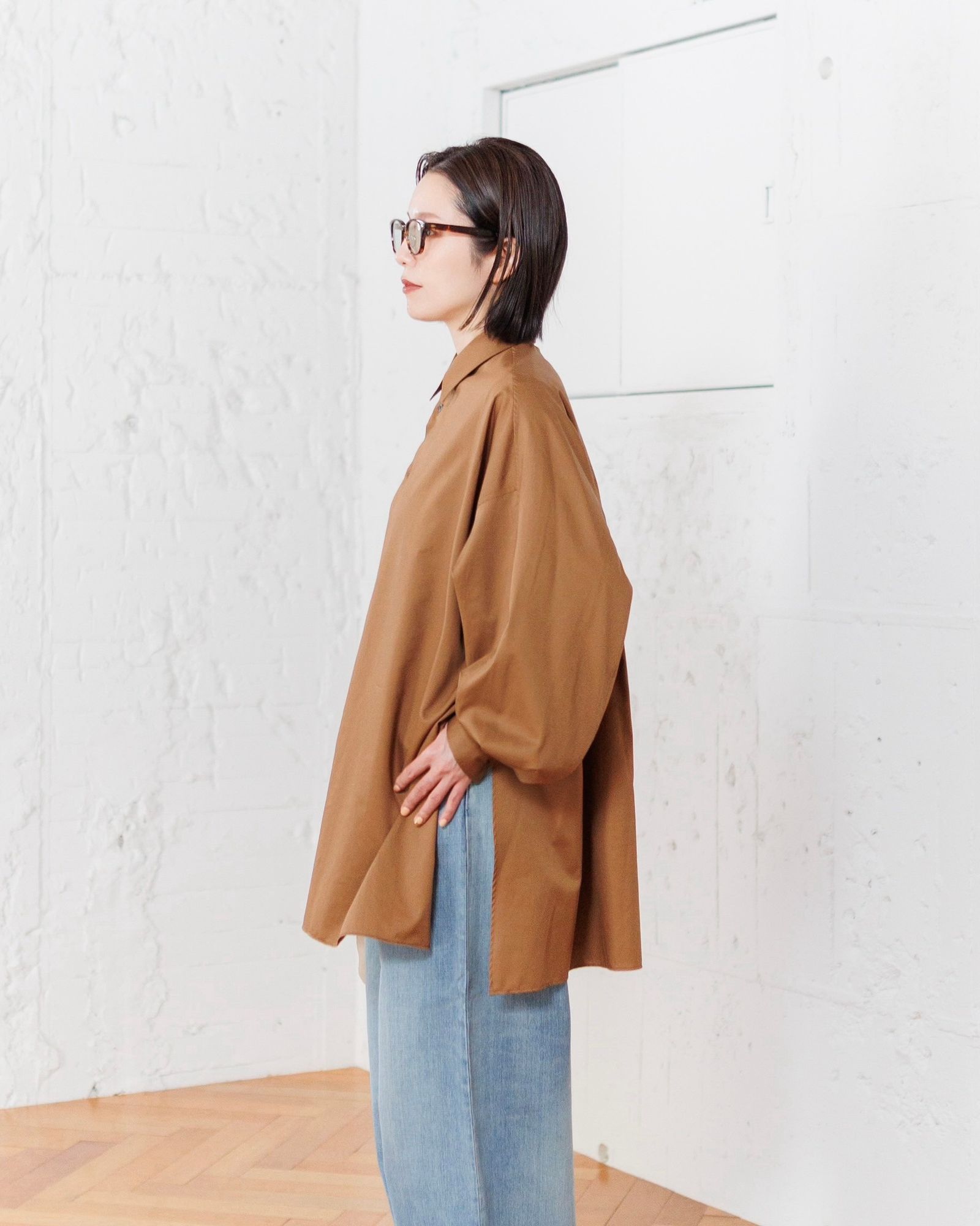 Graphpaper 25SS 新作 Silicon Poplin Deep Slit Regular Collar Shirt style.2025.3.12