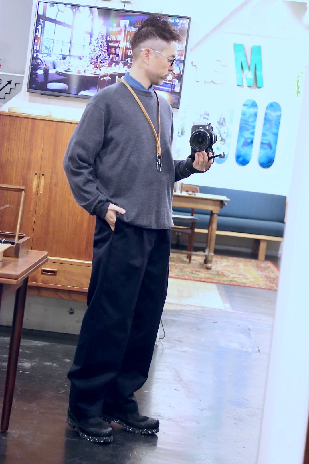 A.PRESSE 24SS Type.1 Silk Blend Chino Trousers"NAVY"スタイル