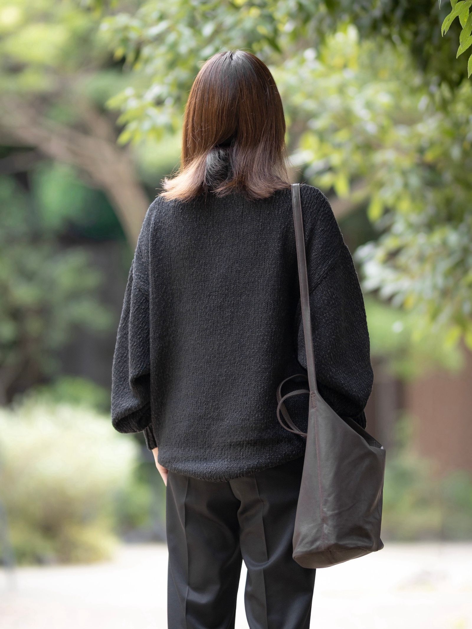 グラフペーパー Cotton Wool Slub Oversized Half Zip Knit(GU263-80603)BLACK