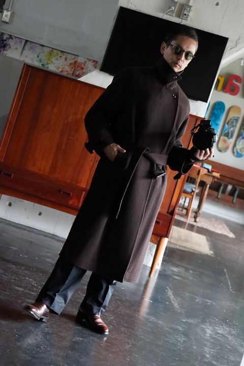 YOKE DOUBLE BREAST OVERCOAT"BROWN"style.2021.10.12.