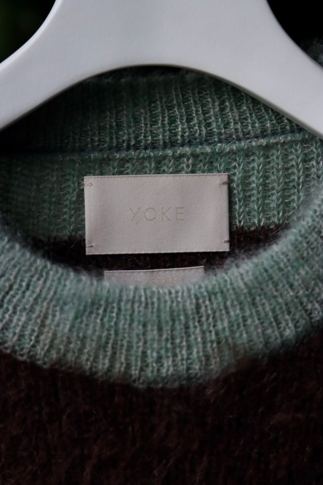 ヨーク23AW MOHAIR BORDER CREWNECK SWEATER(YK23FW0572S)BROWN