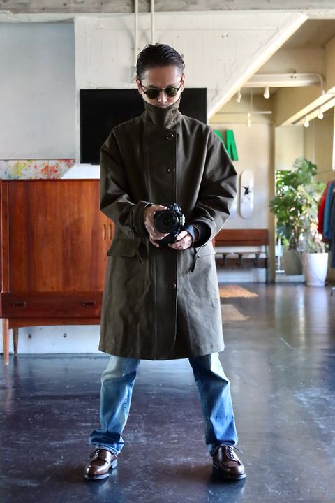 A.PRESSE Motorcycle Half Coat"OLIVE"style.