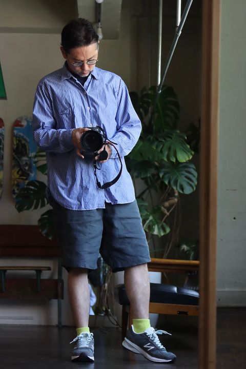 グラフペーパー 22SS Linen Baggy Shorts"GRAY"スタイル.2022.6.02.