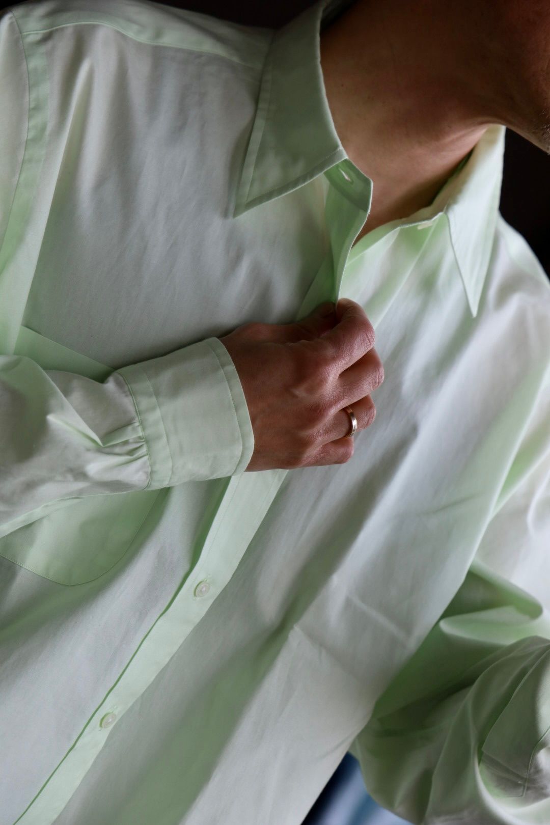 トップス FOUNDOUR REGULAR COLLAR SHIRT GREEN FOUNDOUR - ファウンダ 25SS REGULAR COLLAR SHIRT(015FD251014