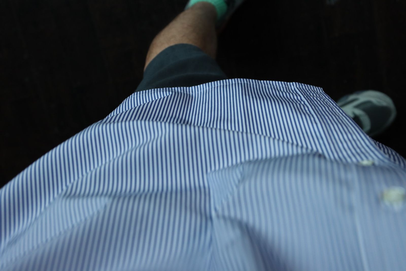 グラフペーパー22AW High Count Broad Stripe Regular Collar Shirt"BLUE STRIPE"スタイル