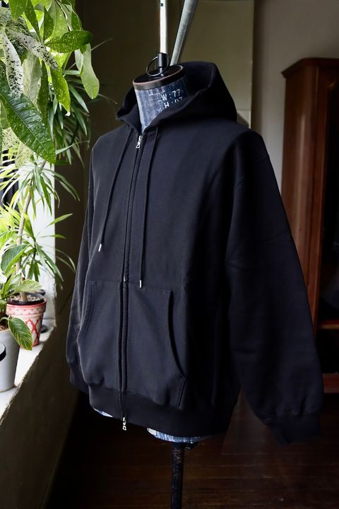 ブラームス 25FW ジップアップスウェットフーディワイドSoft&Hard Sweat Hoodie Zip Wide(bROOTS24F28F25)Black☆新作発売！