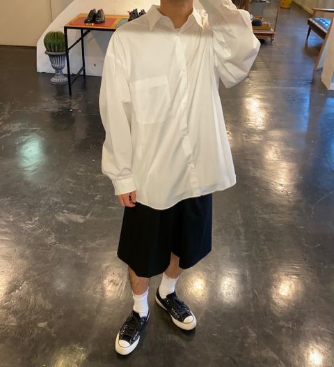 Graphpaper Broad L/S Oversized Regular Collar Shirt(GM203-50110B)"WHITE"Style.2020.7.13.