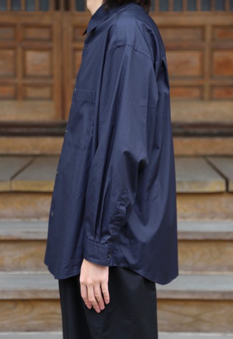 Graphpaper Broad L/S Oversized Regular Collar Shirt(GM203-50110B)NAVY style.2020.7.12.