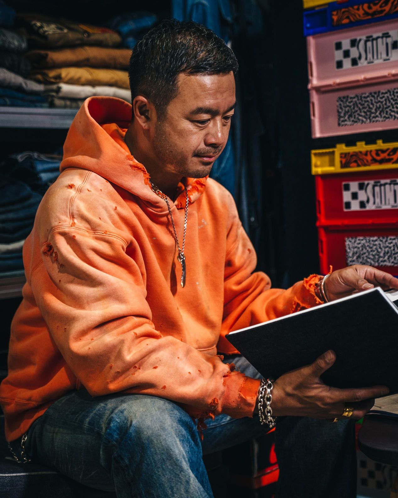 セントマイケル25AWベルベルジンコラボ BB_DBL FACE HOODIE/SAINT(SM-HR1-0000-C57)ORANGE☆11月8日(土)発売！