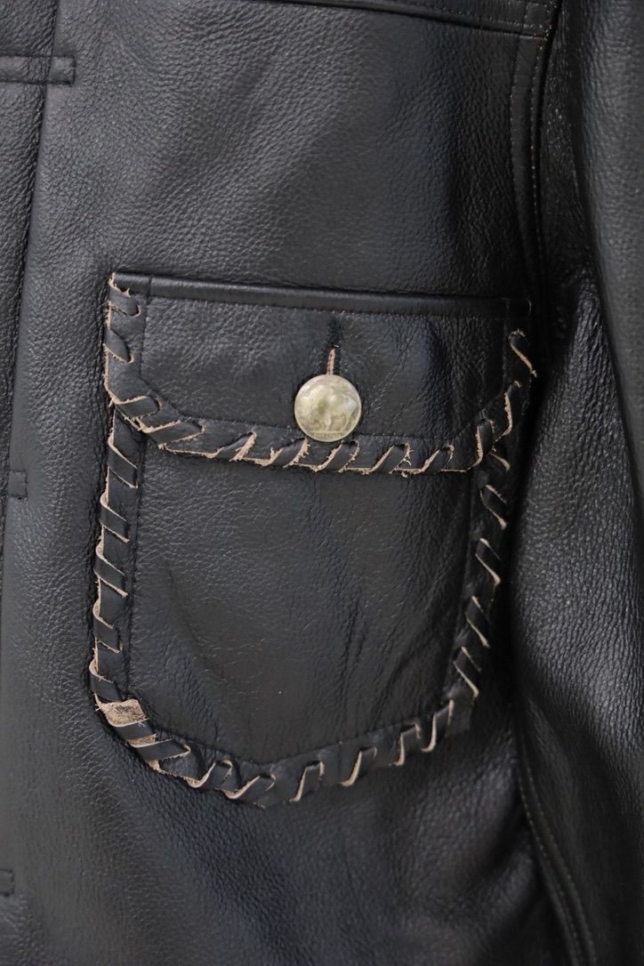 BOW WOW 26FW LACE-UP LEATHER TRUCKER JACKET(BWU-LULTJ)BLACK