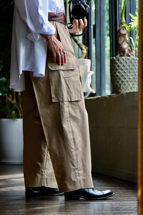 blurhms Washed Gabardine Super Wide 6P Slacks"BEIGE"スタイル.2022.7.24.