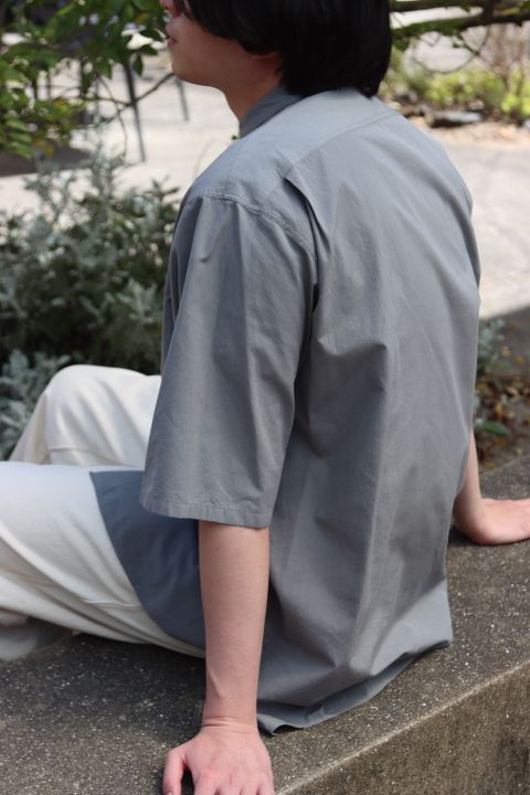 Ets.Materiaux Band Collar Short Sleeve Shirt style.2022.4.9.