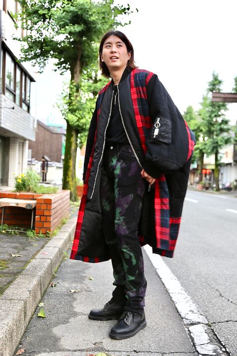 KIDILL Docking MA-1 Jacket(KL445) "Black×Red Tartan"スタイル.2020.7.25.
