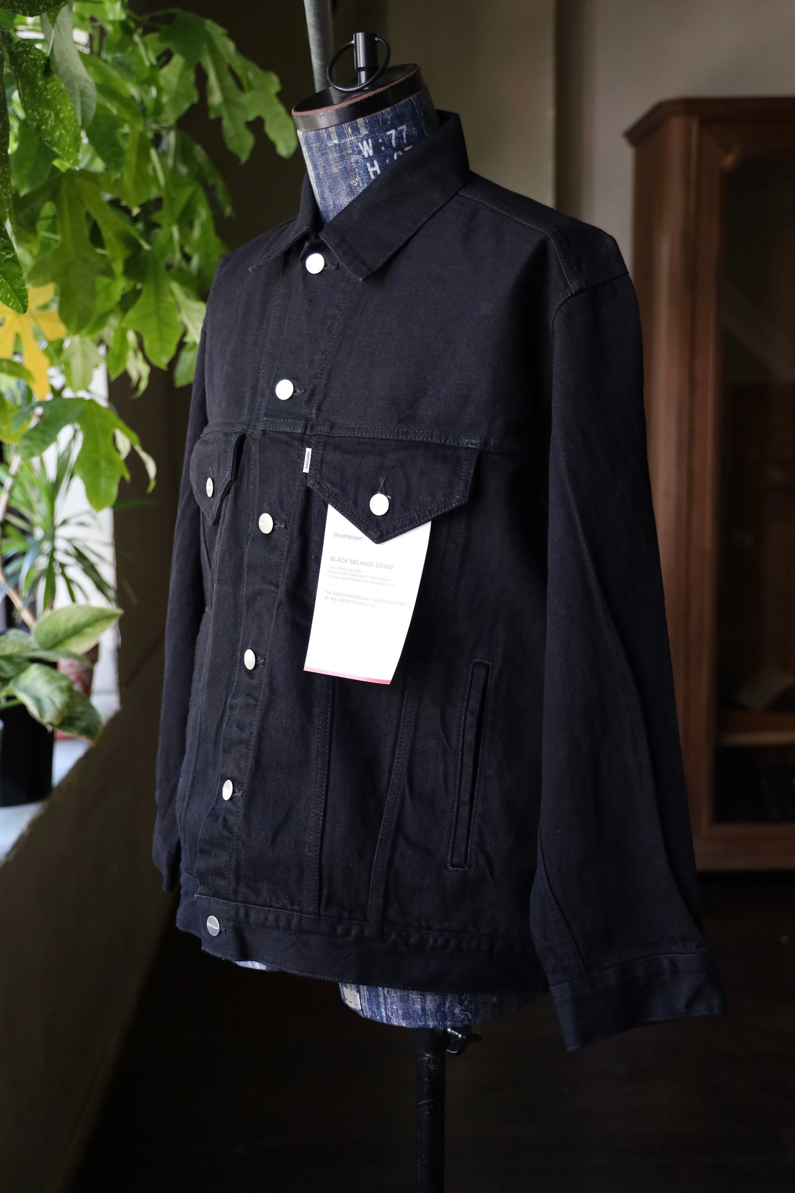 グラフペーパー 25AW Selvage Denim Trucker Jacket(GM253-20055RB)BLACK_WASHED
