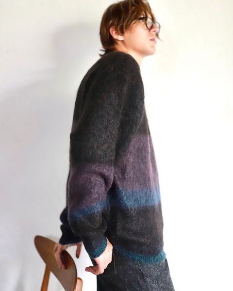 YOKE 23AW MOHAIR BORDER CREWNECK SWEATER"BLACK"スタイル