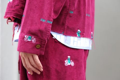 VETNAM EMBROIDERY COURDUROY JACKET & VETNAM EMBROIDERY WIDE TAPERED TROUSERSセットアップスタイル.2020.9.12.